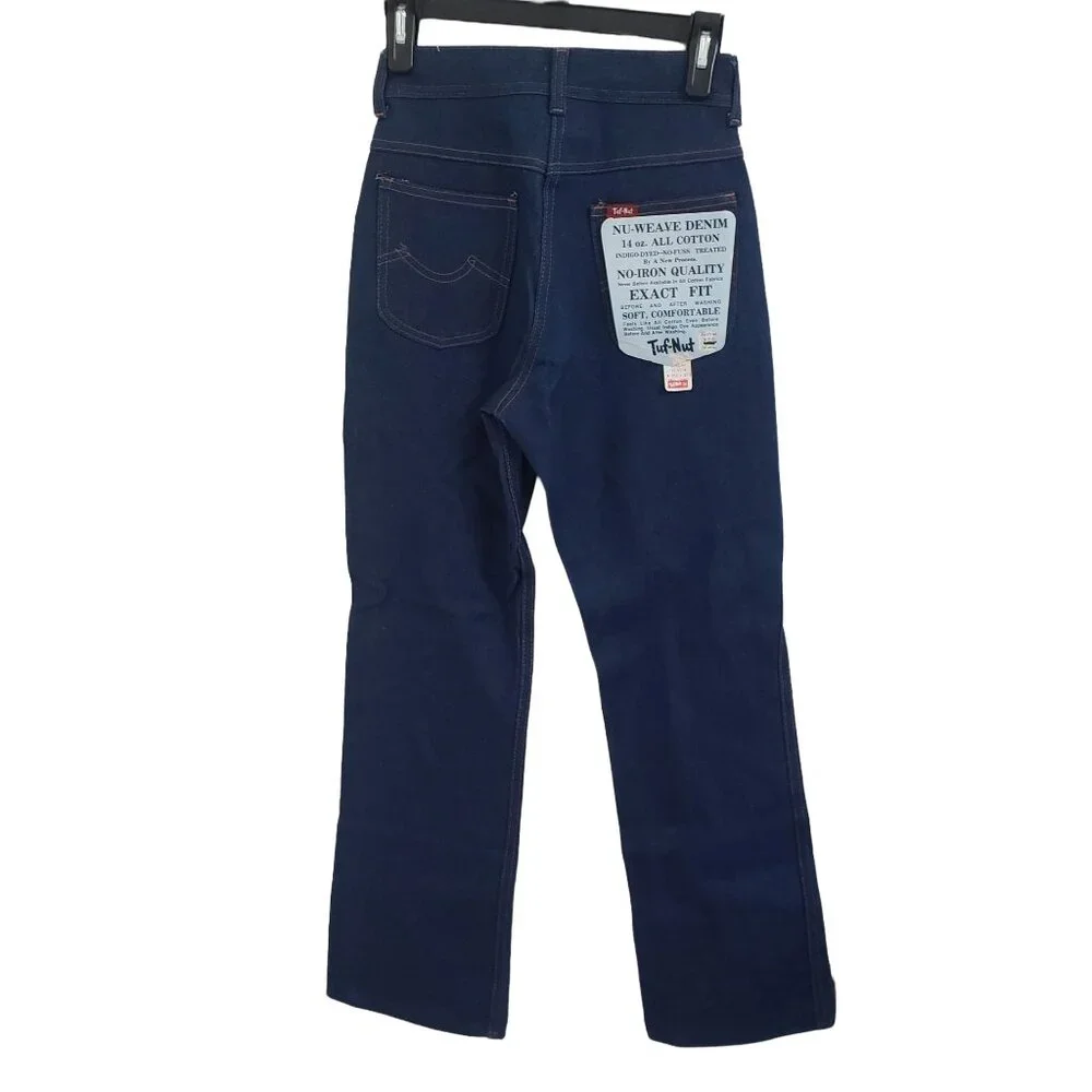 VTG 60s Tuf-Nut Nu-Weave Denim Jeans 15 Slim USA Made High Waist New Old Stock - Picture 2 of 3